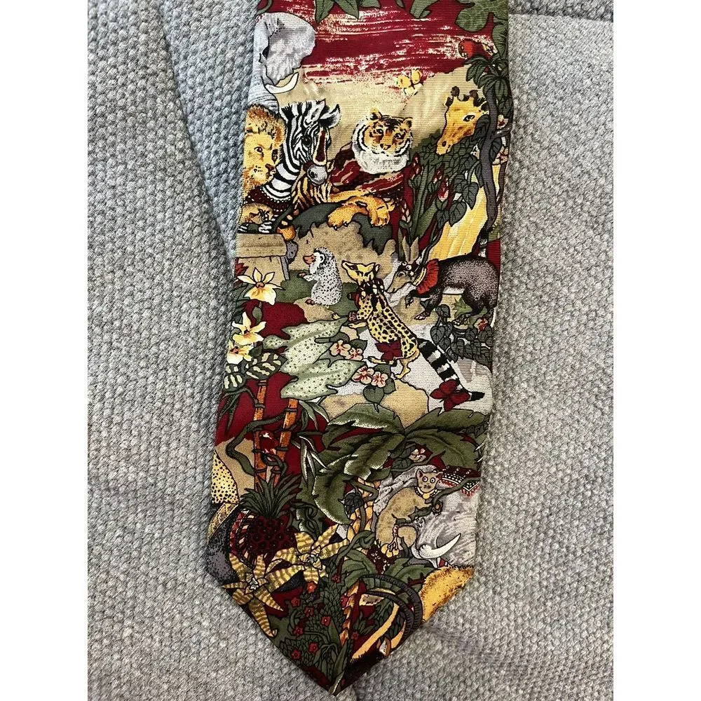 New NWT Enrico Sarchi Tie African Animals  Made in Italy Men's Designer Silk Tie - Picture 4 of 6